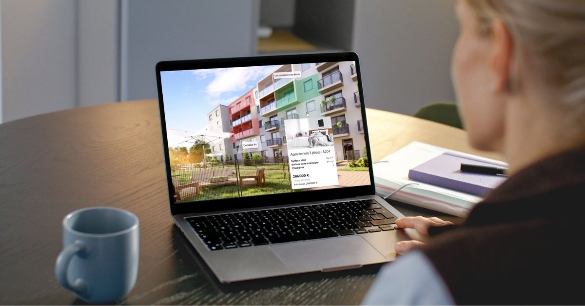 Sélecteur de lots interactif affiché sur un écran pour présenter les logements disponibles d'un programme immobilier neuf en VEFA